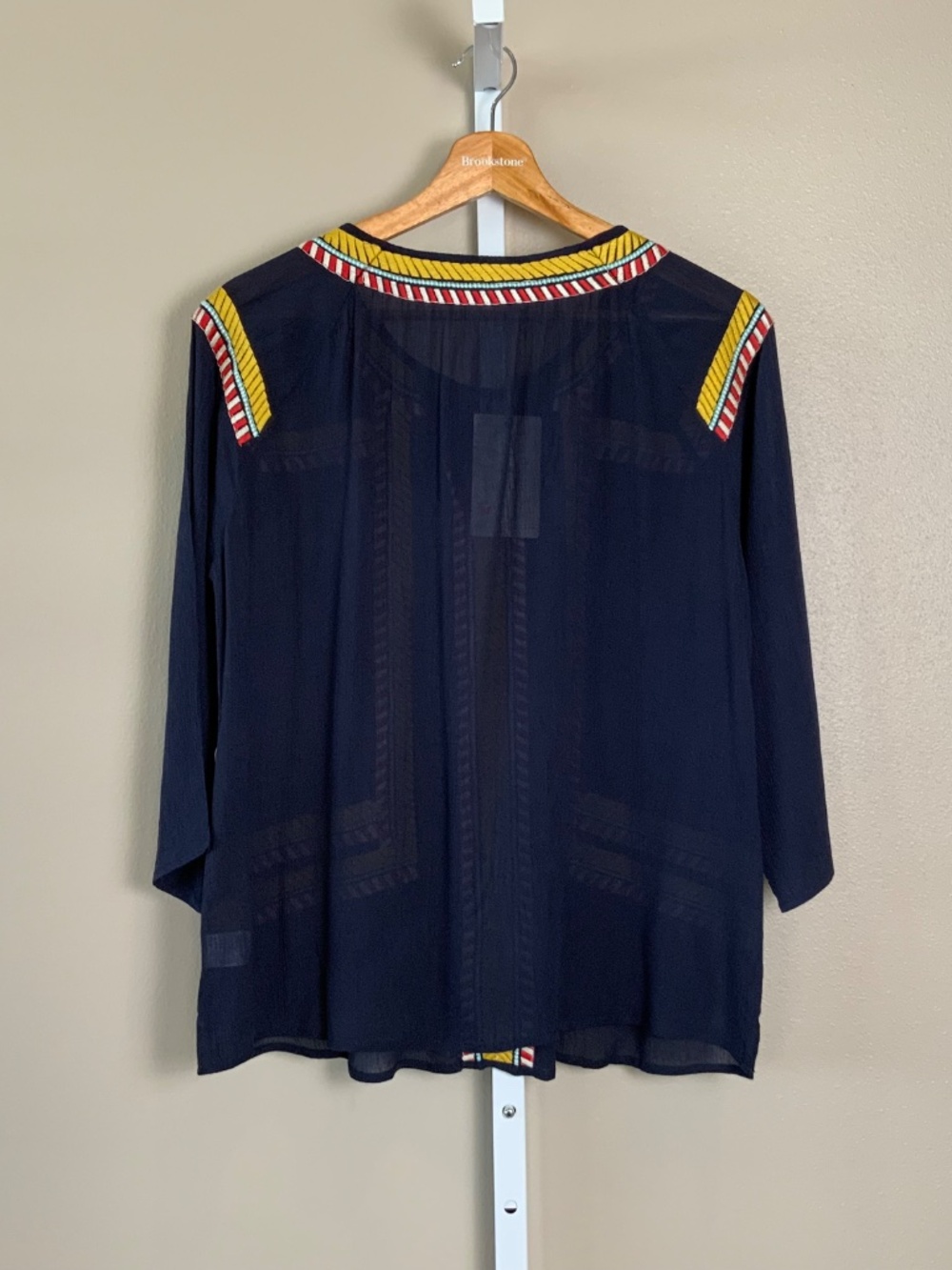 THML Embroidered Tassel Tie 3/4 Sleeve Top - Picture 10 of 16